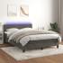 Cama box spring colchón y LED terciopelo gris oscuro 140x190