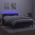 Cama box spring colchón y LED terciopelo gris oscuro 140x190