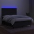 Cama box spring colchón y luces LED tela negro 140x200