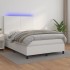 Cama box spring colchón y LED cuero sintético blanco 140x200