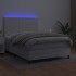 Cama box spring colchón y LED cuero sintético blanco 140x200