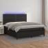 Cama box spring colchón y LED cuero sintético negro 160x200