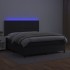 Cama box spring colchón y LED cuero sintético negro 160x200