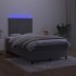 Cama box spring colchón y LED terciopelo gris oscuro 120x200