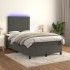 Cama box spring colchón y LED terciopelo gris oscuro 120x200