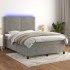 Cama box spring colchón y LED terciopelo gris claro 140x190