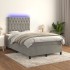 Cama box spring colchón y LED terciopelo gris claro 120x200