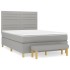 Cama box spring con colchón tela gris claro 140x190