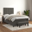 Cama box spring con colchón terciopelo gris oscuro 120x200 cm