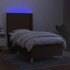 Cama box spring colchón luces LED tela marrón oscuro