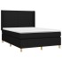 Cama box spring colchón y luces LED tela negro 140x190