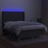 Cama box spring colchón y luces LED tela gris oscuro 140x200