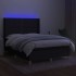 Cama box spring colchón y luces LED tela negro 140x190