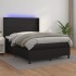 Cama box spring colchón y LED cuero sintético negro 140x190