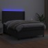 Cama box spring colchón y LED cuero sintético negro 140x190