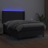 Cama box spring colchón y LED cuero sintético negro 140x200