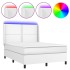 Cama box spring colchón y LED cuero sintético blanco 140x190