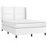 Cama box spring colchón y LED cuero sintético blanco 140x190