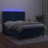 Cama box spring colchón y LED terciopelo azul oscuro 140x200