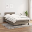 Cama box spring con colchón tela gris taupe 120x200 cm