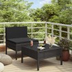 Set muebles de jardín 2 piezas y cojines ratán sintético negro