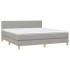 Cama box spring con colchón tela gris claro 160x200