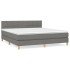 Cama box spring con colchón tela gris oscuro 160x200