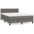 Cama box spring con colchón cuero sintético gris 140x190