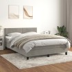 Cama box spring con colchón terciopelo gris claro 140x190 cm