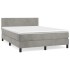 Cama box spring con colchón terciopelo gris claro 140x190