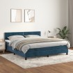 Cama box spring con colchón terciopelo azul oscuro 160x200 cm