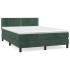 Cama box spring con colchón terciopelo verde oscuro 140x200