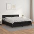 Cama box spring con colchón cuero sintético negro 180x200