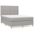 Cama box spring con colchón tela gris claro 140x190