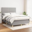 Cama box spring con colchón tela gris claro 140x200 cm