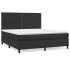 Cama box spring con colchón cuero sintético negro 160x200