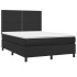 Cama box spring con colchón cuero sintético negro 140x190