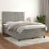 Cama box spring con colchón terciopelo gris claro 140x190