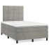 Cama box spring con colchón terciopelo gris claro 120x200