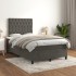 Cama box spring con colchón terciopelo gris oscuro 120x200