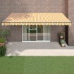 Toldo retráctil automático amarillo y blanco 5x3 m