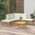 Set de muebles de jardín 6 piezas bambú y cojines blanco