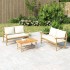 Set de muebles de jardín 3 piezas bambú y cojines blanco