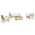 Set de muebles de jardín 4 piezas bambú y cojines blanco