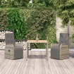 Set comedor de jardín 3 piezas con cojines ratán sintético gris