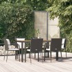 Set de comedor de jardín 7 pzas y cojines ratán sintético negro