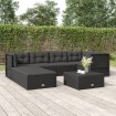 Set de muebles de jardín y cojines 7 pzas ratán sintético negro