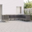 Set de muebles de jardín 9 pzas y cojines ratán sintético gris