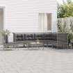 Set de muebles de jardín 8 pzas y cojines ratán sintético gris