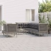 Set de muebles de jardín 9 pzas y cojines ratán sintético gris